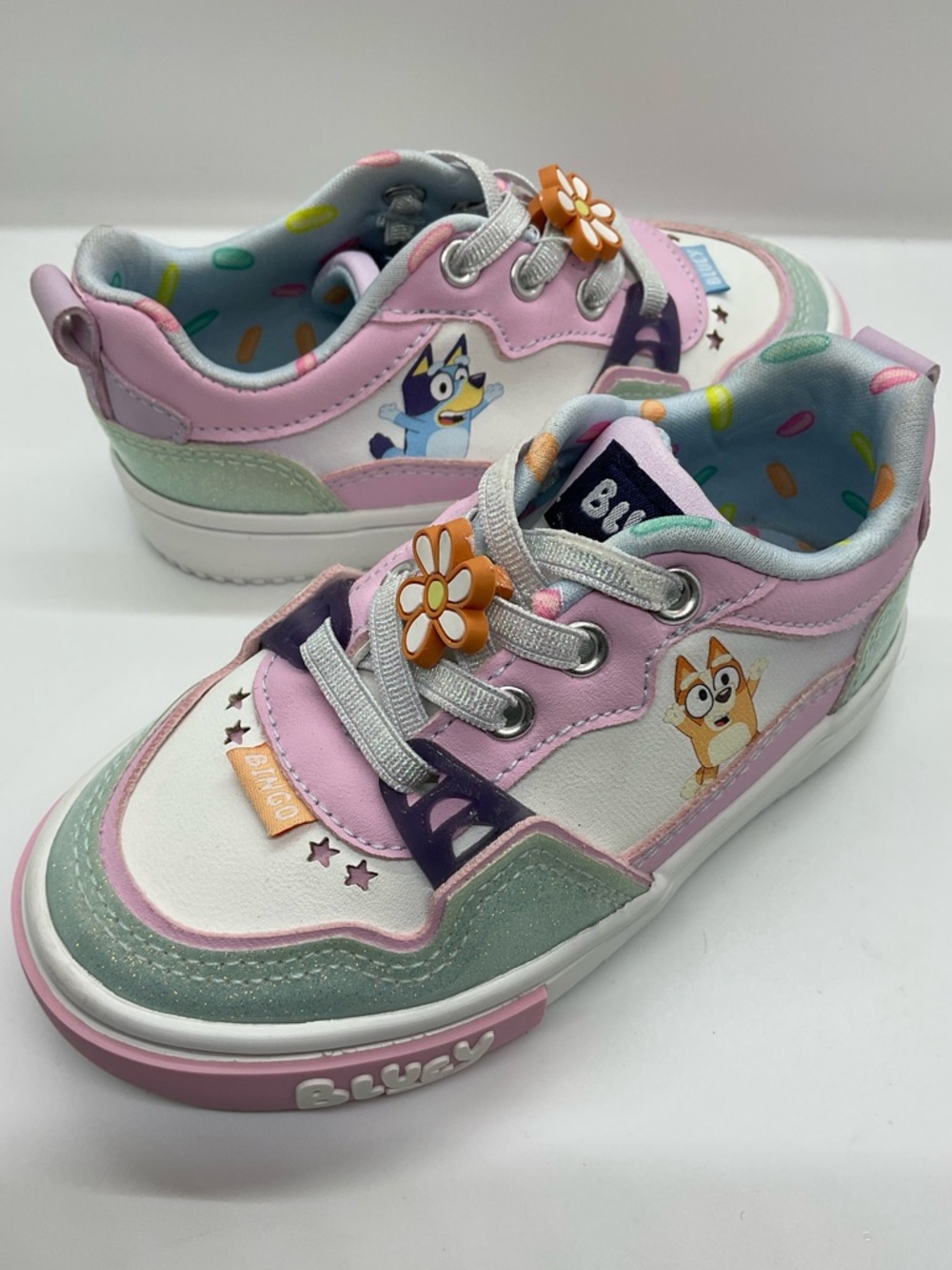 Official Bluey and Bingo Girls Toddler Size 8 Court Slip On Sneakers Ground Up